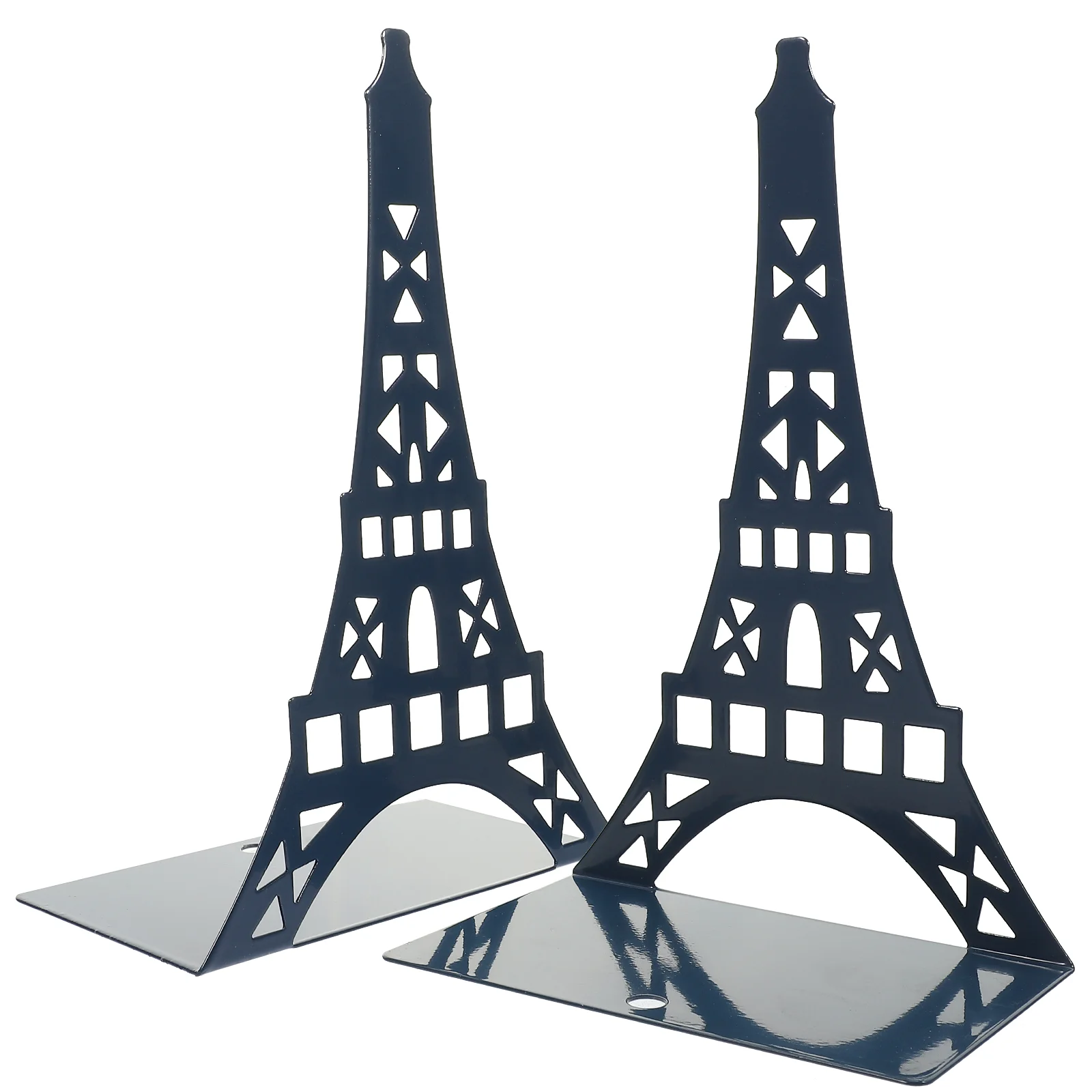 

Bookend Tabletop Decor Holders Non-Slip Bookends File Implement Reusable Hollow-out Art Metal Tower Shape Stands