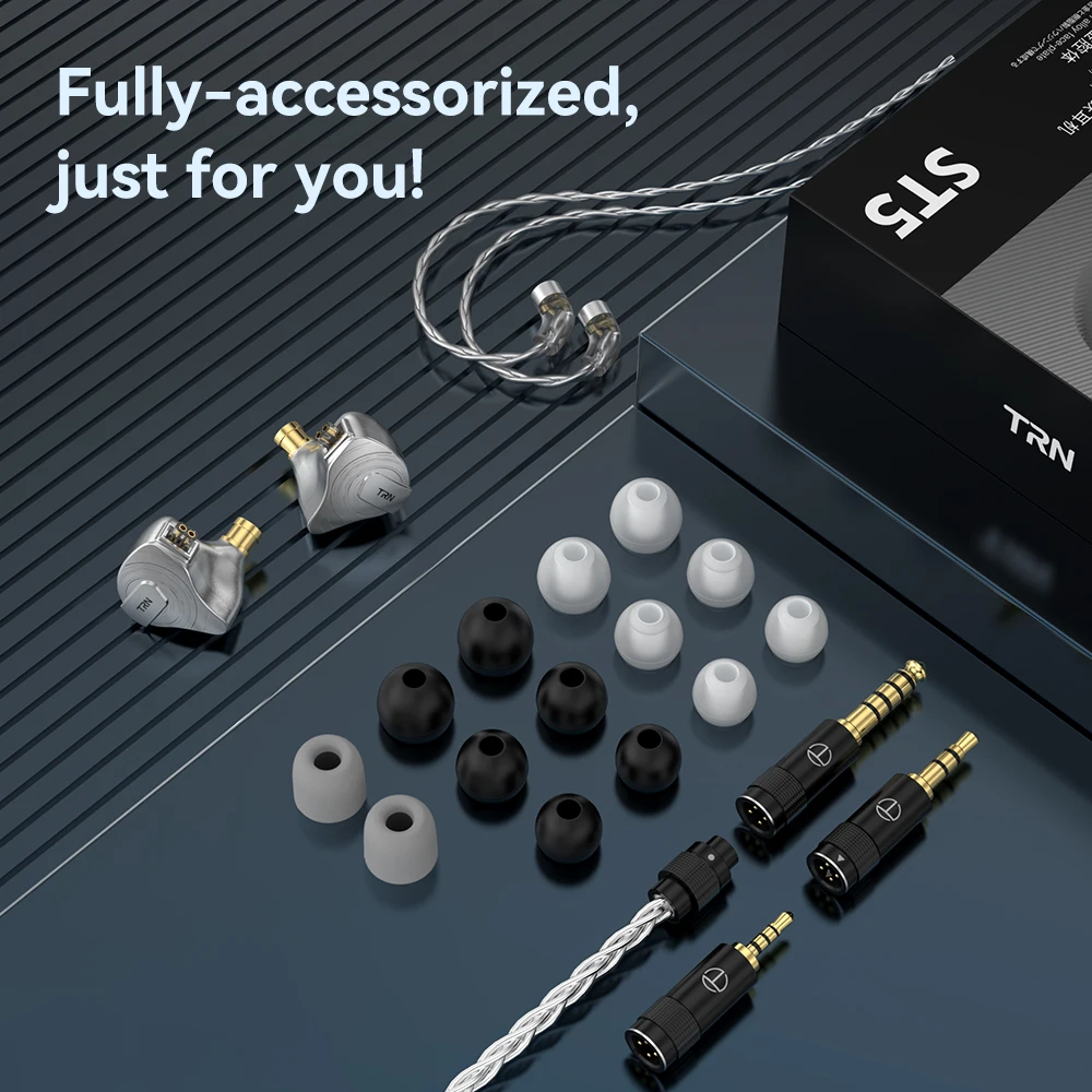 TRN-ST5 4BA + 1DD 하이브리드 행잉 인 이어 헤드셋, 10 드라이버 유닛, HIFI DJ 모니터 이어폰, 이어 버드, BAX kirin용 소음 제거