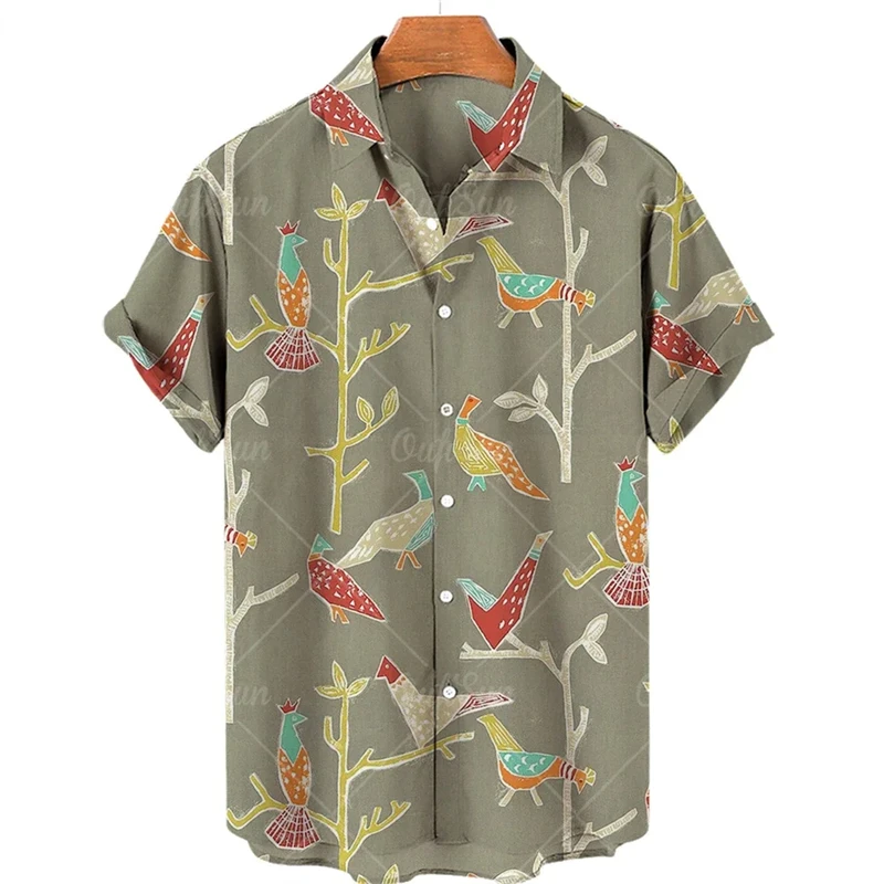 Camiseta informal vintage con estampado de animales hawaianos para hombre, camisas de manga corta con estampado de leopardo en 3D, blusas estilo Harajuku para fiestas navideñas