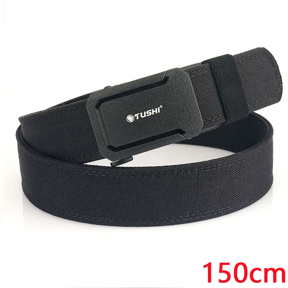 TUSHI Men's Military Tactical Belt 150cm Nylon Heavy Duty Hard Belt for Male Outdoor Casual Belt Automatic Waistband חגורה לאקדח