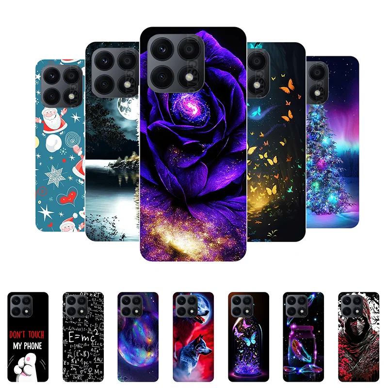 Per Honor X8A 4G Custodia In Silicone Soft Flower Wolf Custodia Paraurti Nera Per Honor X8A Crt-Lx1 Crt-Lx2 Crt-Lx3 X 8A Honorx8A Cover Posteriore
