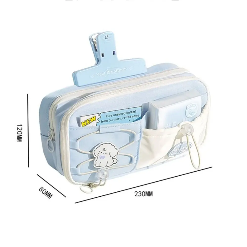 다기능 Drawstring 디자인 펜 가방 다층 대용량 편지지 가방 먼지 방지 연필 상자 학교 사무실