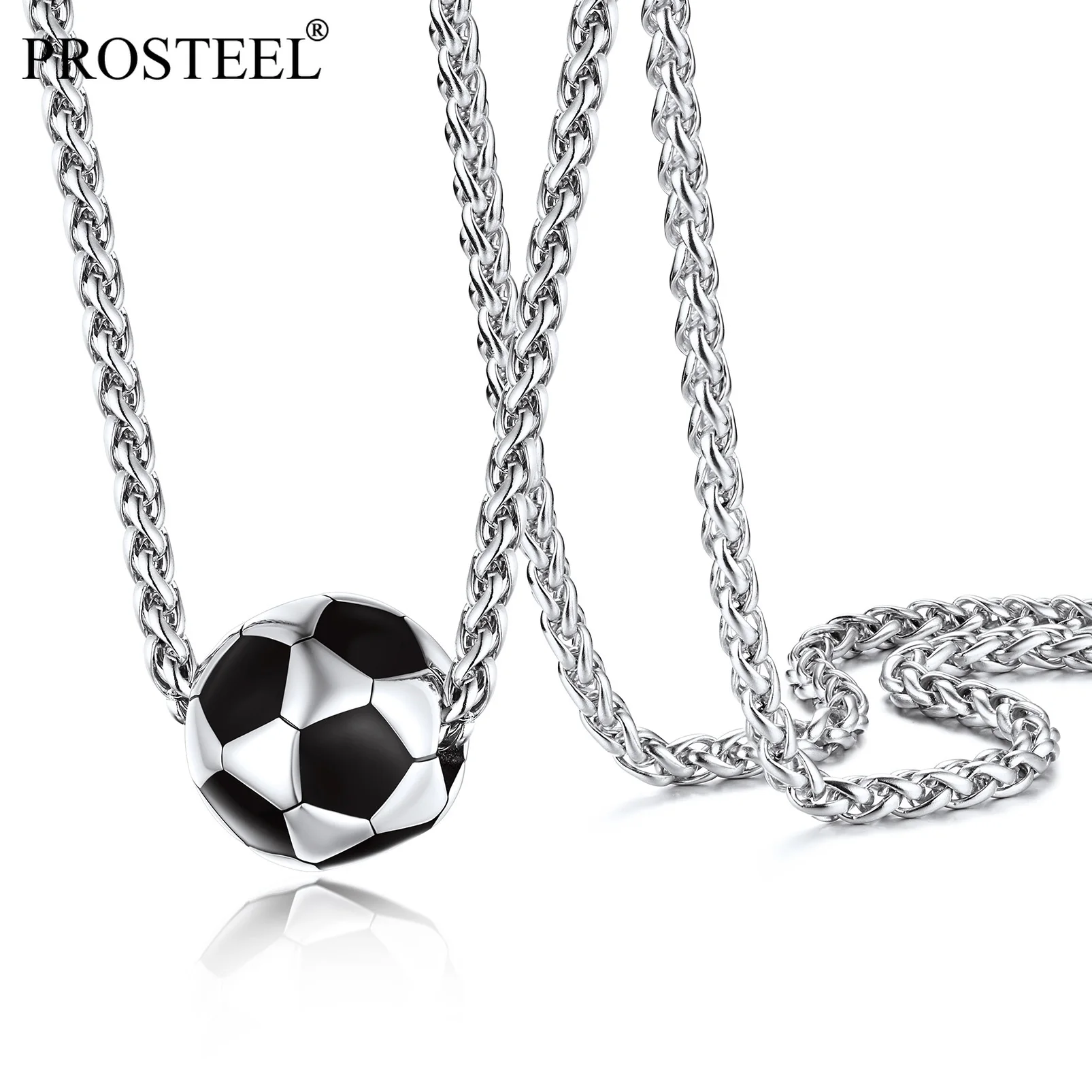 

Подвеска в виде футбольного мяча PSP40037, аксессуар для мужчин, подростков, в стиле хип-хоп, Золотая цепь из нержавеющей стали
