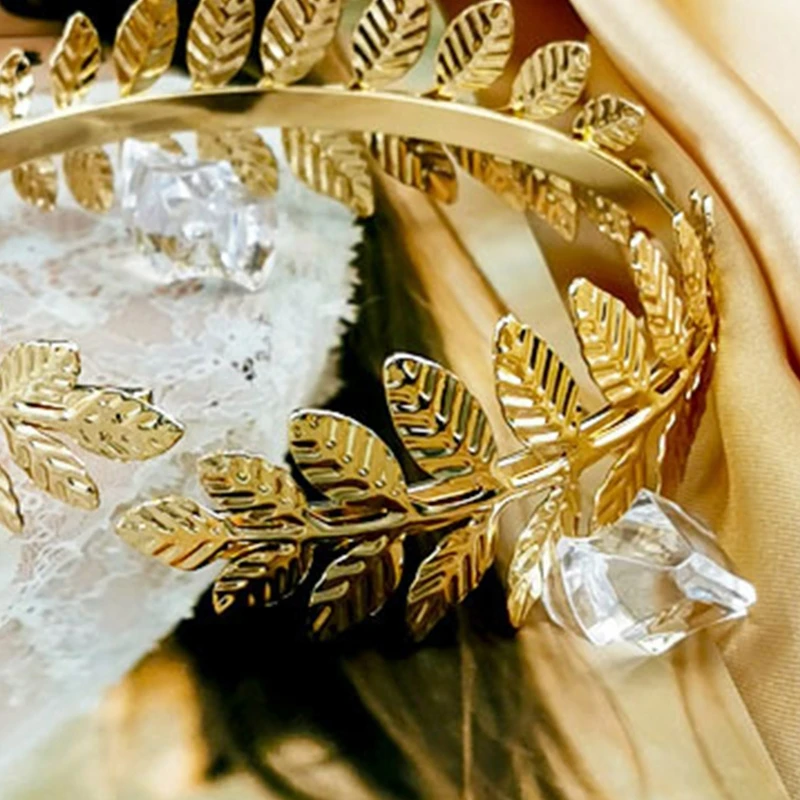 Retro Greek Roman Open Ended Leaf Bracelet Armband Upper Arm Cuff Armlet Festival Bridal Dance Jewelry 2