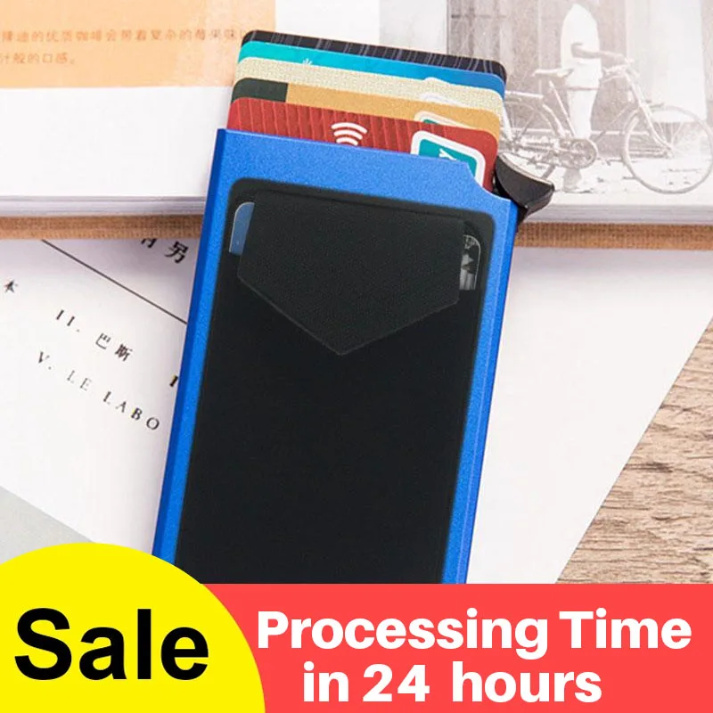 Pop-out RFID Card Holder Slim Aluminum Wallet Elasticity Back Pouch ID Credit Card Holder Blocking Protect Travel ID Cardholder