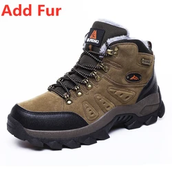 Large Size 48 Outdoor Non-Slip Hiking Boots with Warm Fur Lining - 45 (Fur Brown)