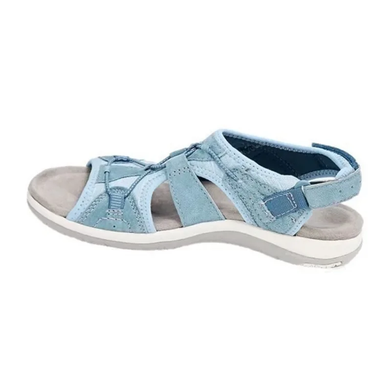 Roman slope heel sandals round toe retro one size large beach solid color sandals for women