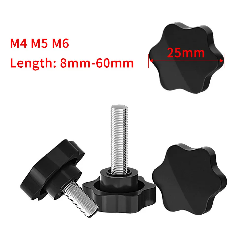 Hand Tightening Screws 25# M4M5M6x8-60mm Plum Star Handle Plastic Head Knob Handle Bolts