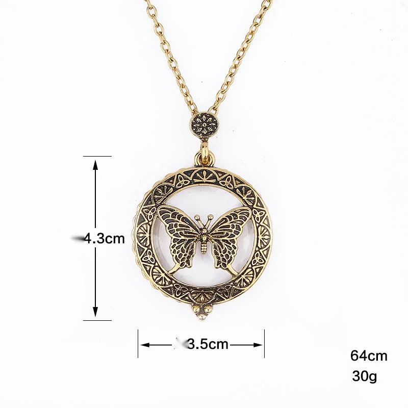 Neue Mode übertrieben Lupe Glas Anhänger personalisierte Vergrößerungsspiegel Pullover Kette Halskette_voghion.com