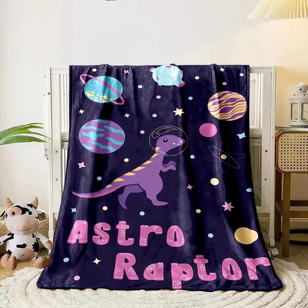 cartoon Dinosaur Space pattern soft Flannel Blanket for Bed Bedroom Sofa Picnic,Warm Throw Blanket for Cover Outdoor Leisure Nap 2