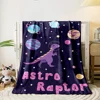 cartoon Dinosaur Space pattern soft Flannel Blanket for Bed Bedroom Sofa Picnic,Warm Throw Blanket for Cover Outdoor Leisure Nap 2