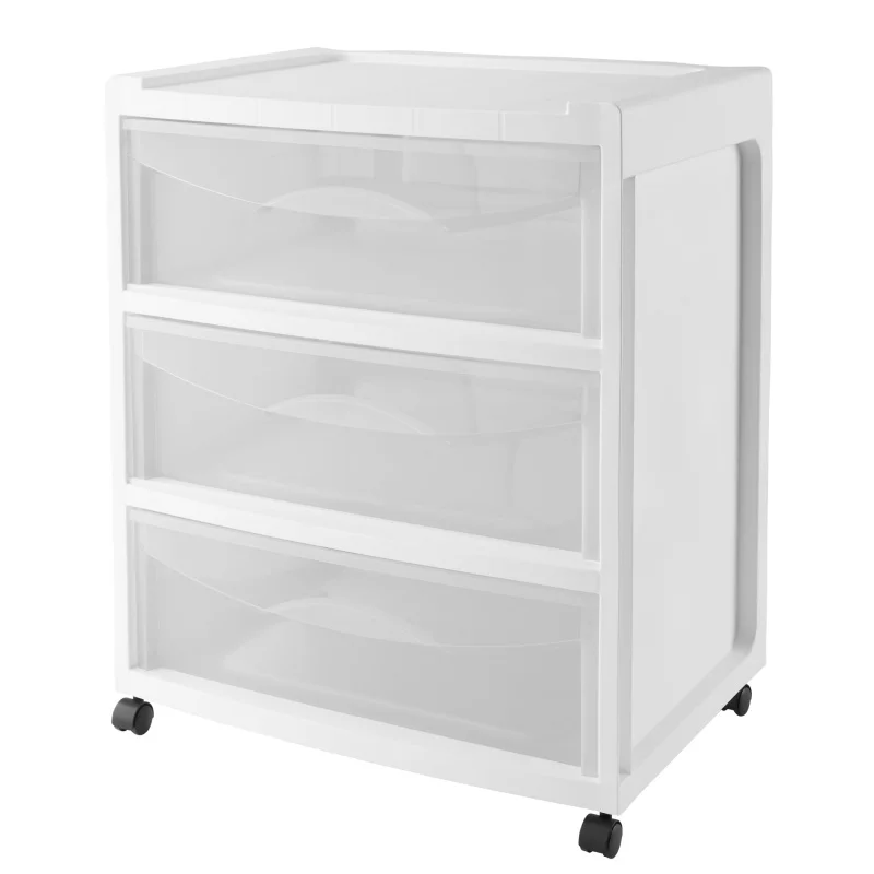 

Mainstays Wide 3-Drawer Cart with Wheels, White