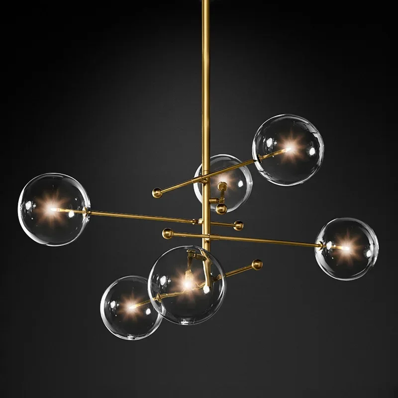 SANDYHA Creative Art Glass Ball Pendant Light Nordic Design Black Gold LED Chandelier for Stylish Living Room Bedroom Home Decor SANDYHA Creative Art Glass Ball Pendant Light Nordic Design Black Gold LED Chandelier for Stylish Living Room Bedroom Home Decor