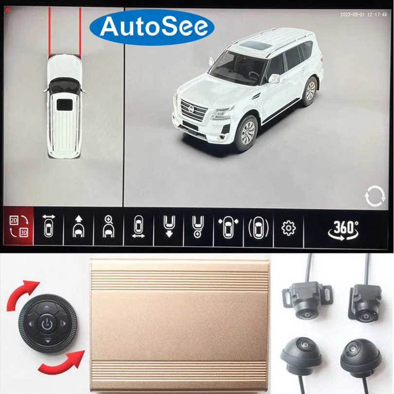

for Nissan Armada Terra 360 degree camera birds eye 3D panoramic view front rear side mirror surround backup reversing 4K dash