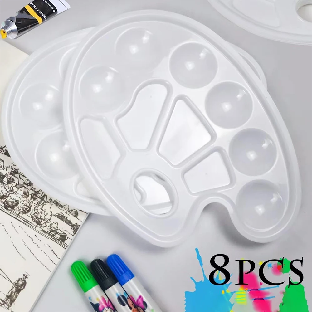 Paint Tray 3/8/10 Pack Oval Paint Tray Palettes Thumb Hole Plastic for DIY Painting
