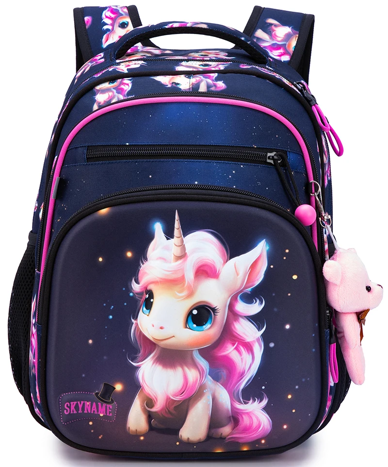 Orthopedic Waterproof Backpack For School Girls Cartoon Unicorn Shoulder Bags Children Bookbag Primary School Grade One Backpack 2