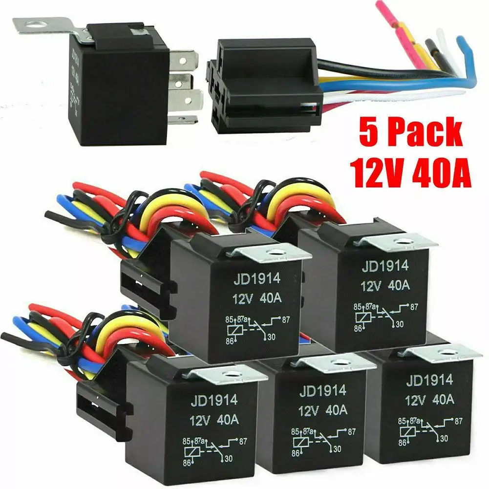 차량용 방수 구리 릴레이 릴레이, 레드 터미널 G2f4, 12V, 24V, 4 핀, 5 핀, 4p, 5p, 40a, 블랙 소켓