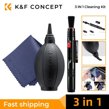 K&F CONCEPT Kit di Pulizia Professionale 3 in 1 per Obiettivi Fotocamera DSLR, Schermi di Telefoni Cellulari, Laptop e Occhiali