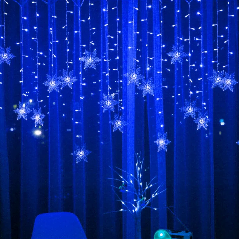 Description Picture 5 of itemNew Year's Indoor and Outdoor Decoration LED Curtain Snowflake String Lights Wave Lighting Holiday Party Christmas Decorations