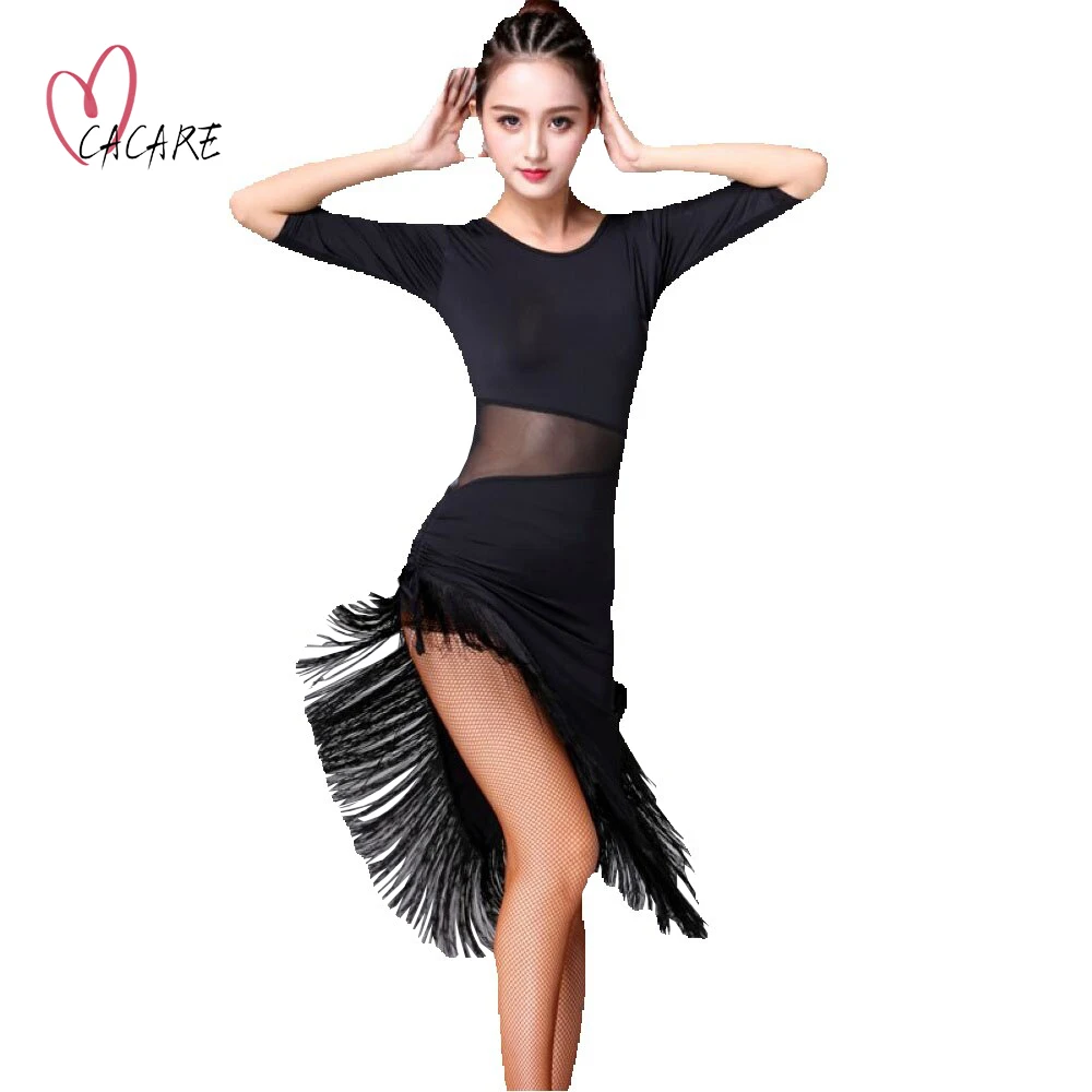 

CACARE Latin Dance Dress Suit Clothing Women Latin Dress Fringe Latin Dance Competition Dresses Dancewear D0300 Tassel Hem