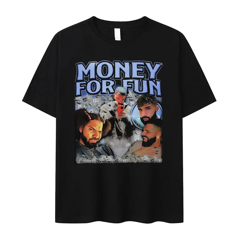 

Футболка мужская с надписью «Money for Fun», забавная тенниска с графическим принтом дракона, винтажная майка с коротким рукавом в стиле хип-хоп, оверсайз из 100% хлопка, уличная одежда