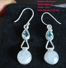  Genuine Rainbow Moonstone 925 Sterling Silver Earrings, 47 mm, AE2692 