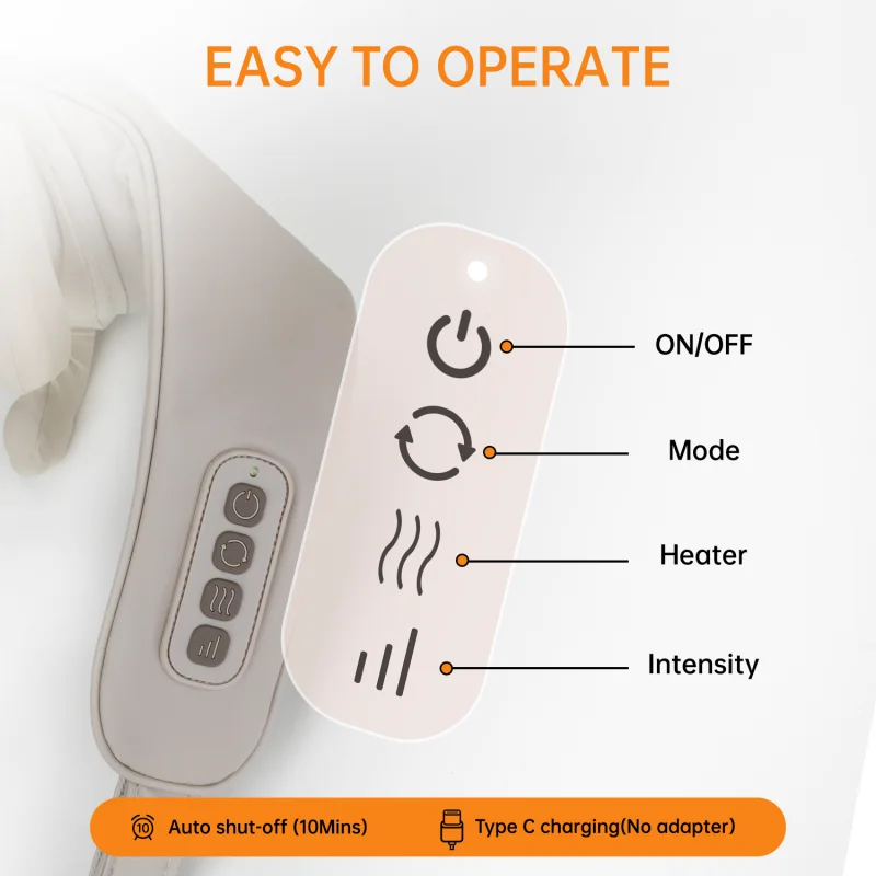 Mebak-Ohio eur électrique pour le cou et le dos, appareil de massage cervical, oreiller 4D, pétrissage, compresse chaude, relaxation musculaire, instrument châle