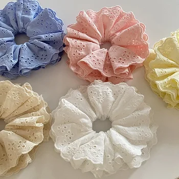 Scrunchies in pizzo oversize per le donne Fasce elastiche per capelli Supporti per coda di cavallo Cravatta per capelli solidi Elastici per capelli Accessori per capelli da donna