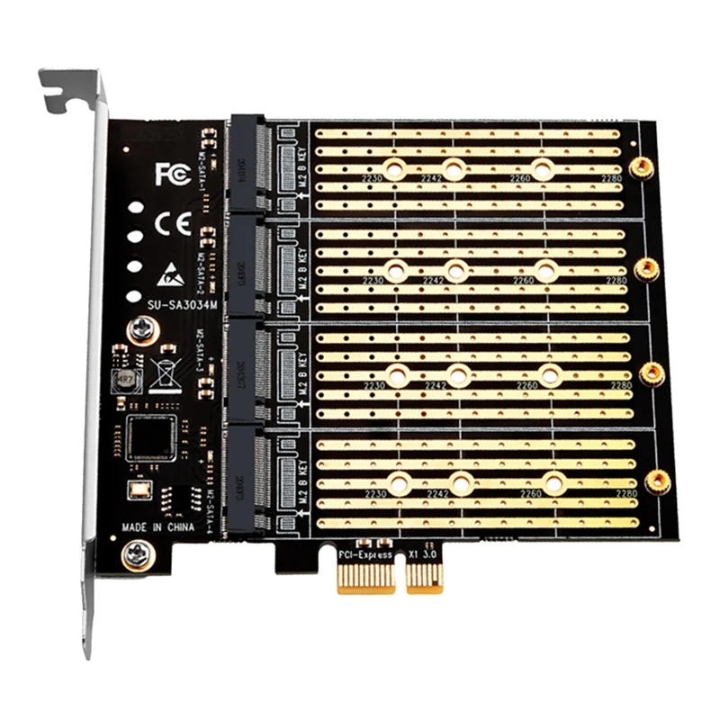 

Адаптер PCIE к M2 для майнинга, адаптер PCI-E, PCI Express X1, 4 порта, B Key M.2 NGFF SATA, карта расширения