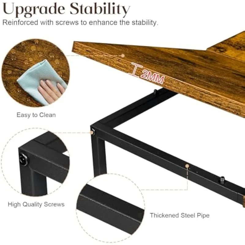Small Coffee Table for Living Room,Modern Wood Coffee Table,Low Square Center Table Easy Assembly 3