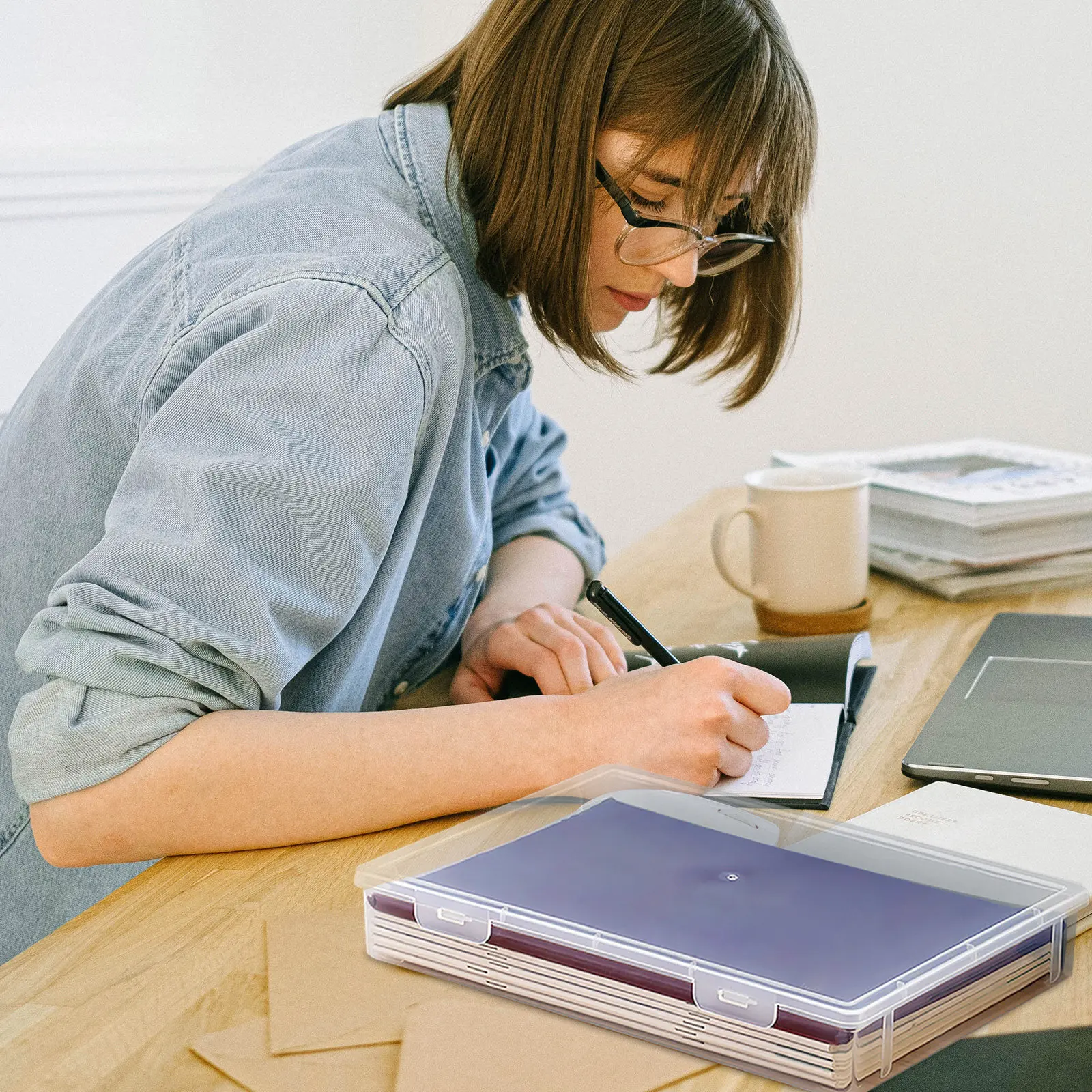 A4 플라스틱 파일 정리함 문서 보관 케이스 서류 증명서 사진 카드 데스크탑 홀더 컨테이너 소형