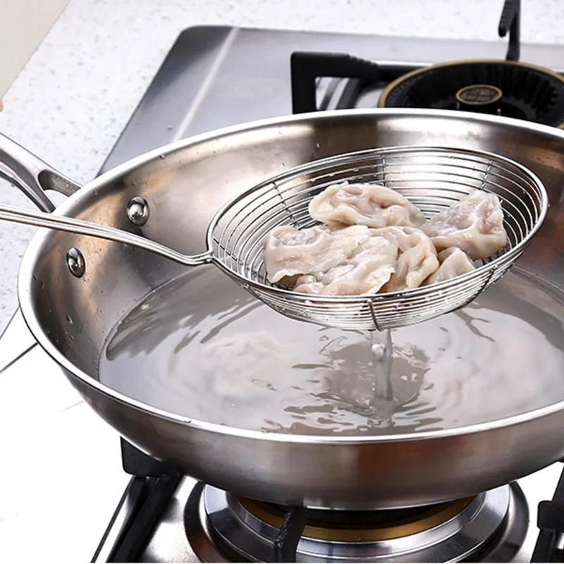 

New Strainers Multi-functional Filter Colanders &amp Spoon Food Kitchen Tool Oil-Frying Salad BBQ Filter Kitchen Gadget Supplies