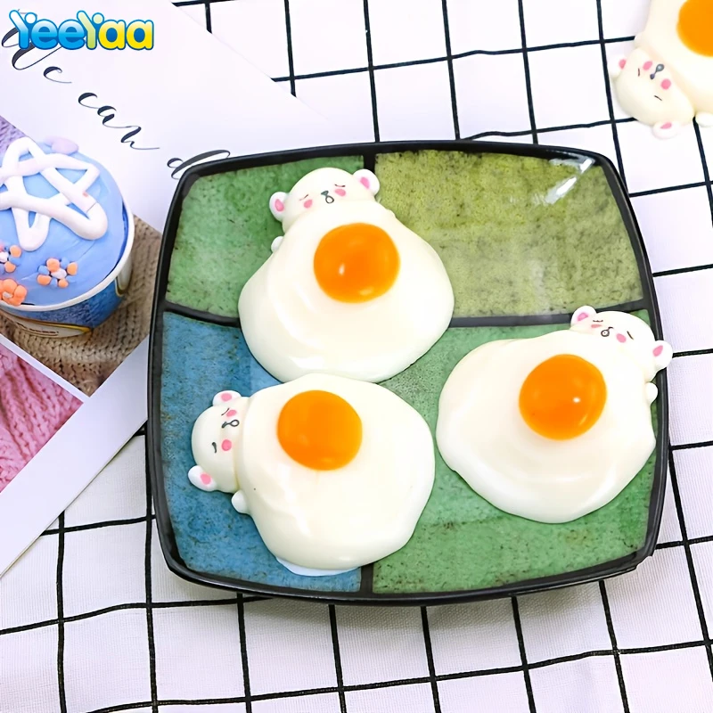 

Little Bear Poached Egg Mochi Squishy Decompressio Fidget Kawaii Toys Squeeze Soft Stress Relief Funny Toys For Childrens Gift