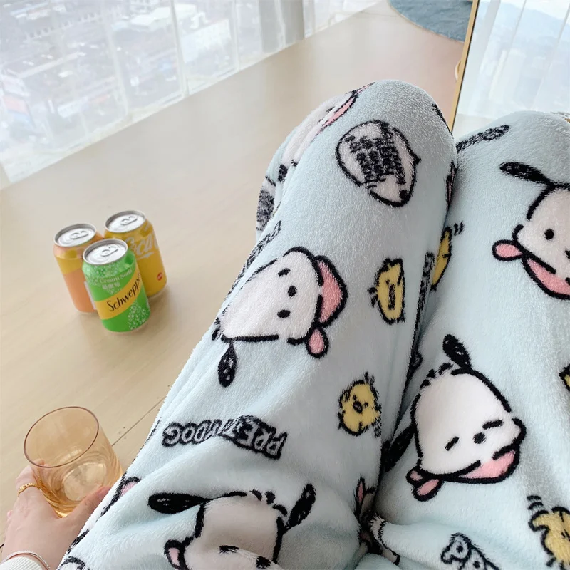 

Kawaii Sanrio Pochacco Coral Fleece Pajama Pants Women Ins Cartoon New Autumn and Winter Soft Casual Home Pants Sleepwear