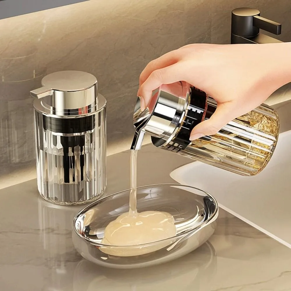 

Refillable Hands Foaming Soap Dispenser Push-type with Pump Hands Shampoo Dispenser Plastic Dish Soap Container Bathroom