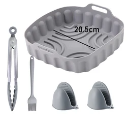 Silicone Air Fryer Basket Tray Protector - Round/Square, Multi-Liter XXL Capacity (Large Square Set)