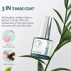 Nailpop 7.5ml Long - Lasting Glossy Gel Set: Clear Base, No Wipe Top Coat, and Blooming Gel Primer (3 IN 1 GEL)