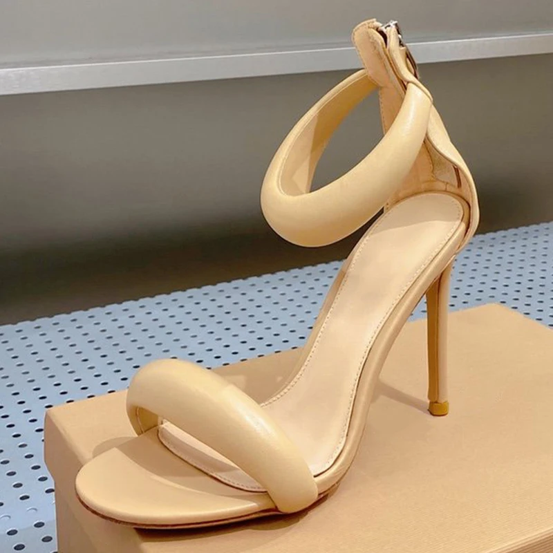 

Women Sandal Summer New Genuine Leather Upper Solid Color Round Head High Heel Shoes Fashion Sexy Female Shoes Free Shipping