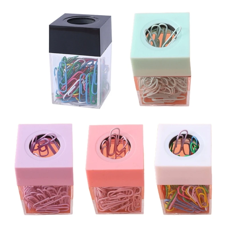 Magnetic Paper Clip Holder with Paper Clips Cute Office Supplies for Desk Organizer Magnetic Paper Clip Dispenser Box K1KF 3