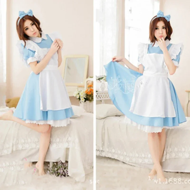 

Top Sell Alice In Wonderland Cosplay Costume Lolita Dress Maid Apron Fantasia Carnival Halloween Costumes for Women