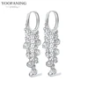 YUXINTOME 1 PC 925 en argent Sterling aiguille d'oreille coloré Zircon chaîne gland boucles d'oreilles pour les femmes deux trous boucle d'oreille bijoux A45