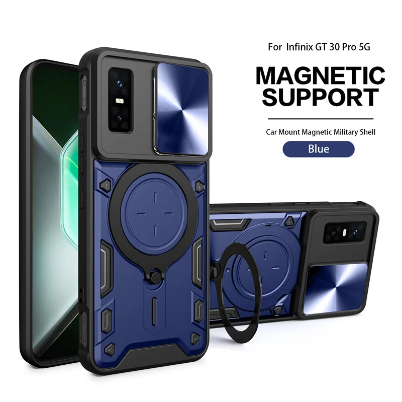Enhanced Protective Magnetic Ring Stand Armor Back Cover