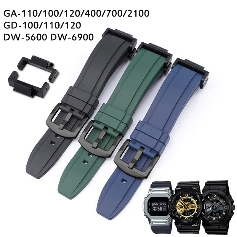 Cinturino In Gomma Fluorurata Per Casio G-Shock Ga-110/400/700/2100 Gd-100/110/120 Dw-5600 6900 Gw-M5610 Adattatore Modificato Per Cinturino Dell'Orol