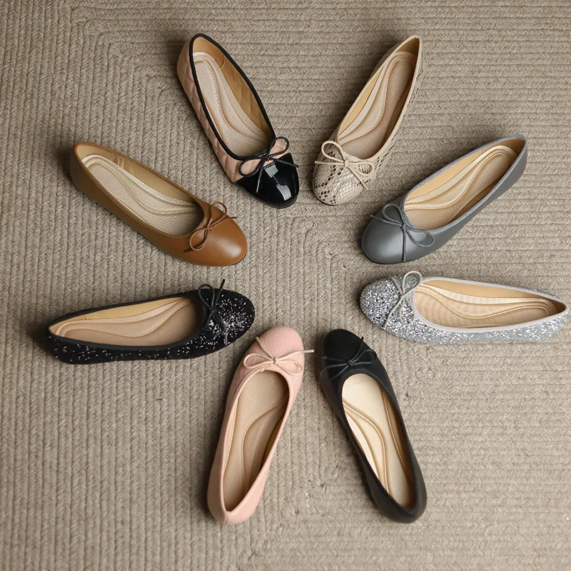 Round Toe Flat Ballerina Shoes, Ballerina Flats Women 43 Size