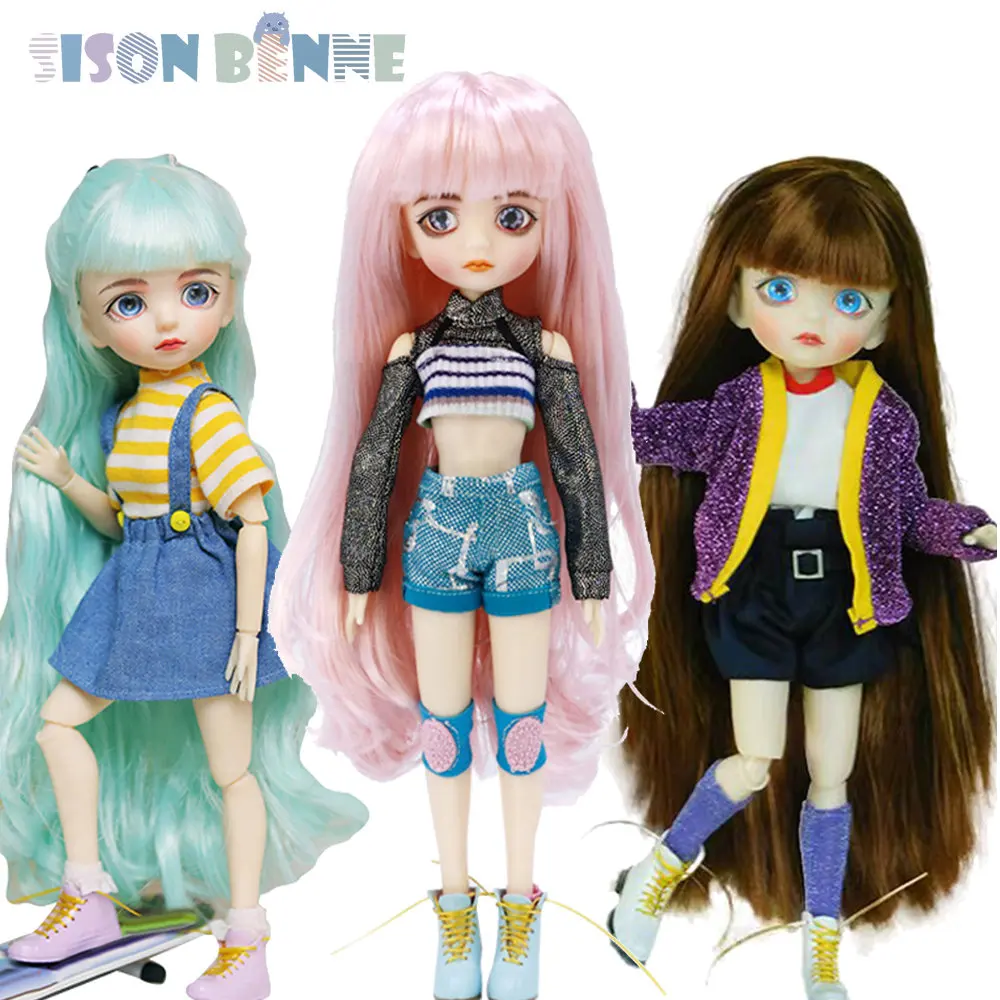 

SISON BENNE 1/6 BJD Doll with Clothes Sock Shoes Wigs Moveable Joints Body Full Set Kids Toy