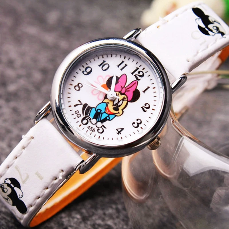 Disney Minnie student Cute Cartoon Girls Kids Quartz Watches 4-14 years old Children's Watch Lovely Fashion Girl Wristwatches 2