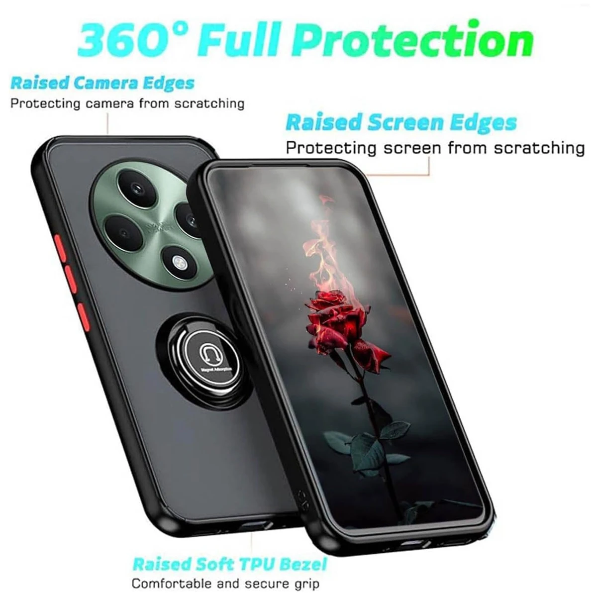 Kickstand Armor Matte Case with Ring Magnetic Holder and Stand - Shockproof Coque s