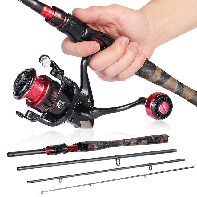 Sougayilang Spinning Fishing Set 4 Section Carbon Fishing Rod 5.2:1 Gear  Ratio Fishing Reel Drag Power 8KG Rod and Reel Combos - AliExpress