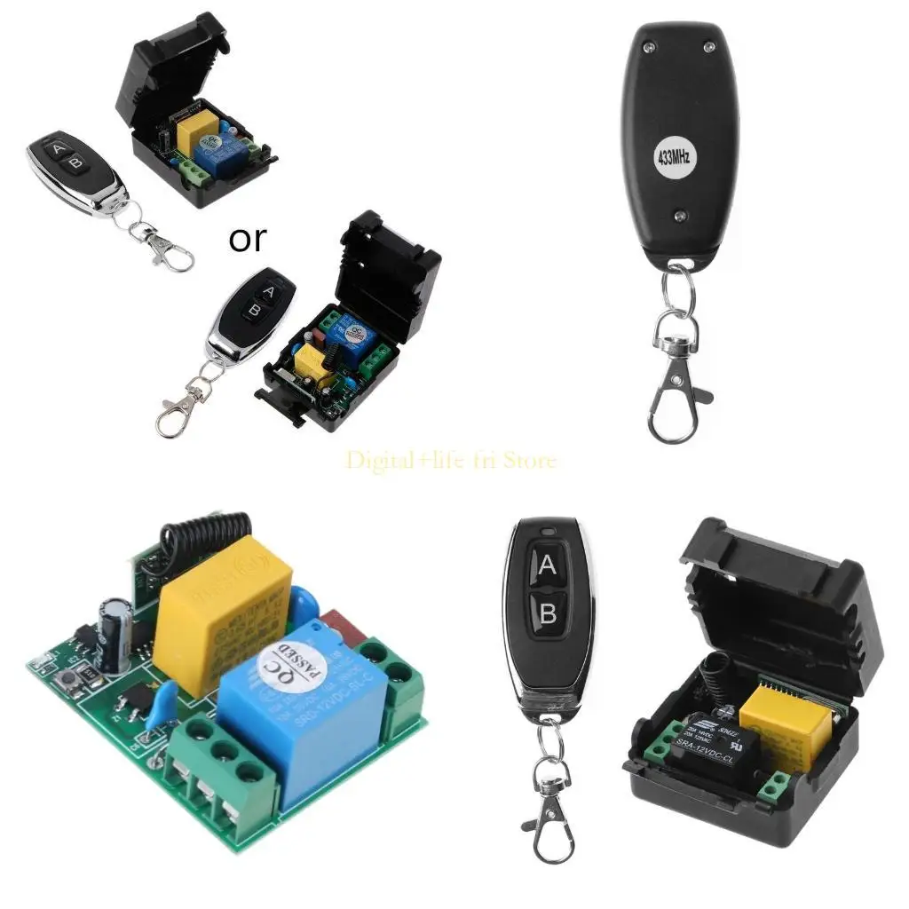 E06D RF 송신기 433 MHZ 무선 원격 제어 스위치 110V-220V 1CH 릴레이 수신기 모듈 1 차고 커튼 용 채널