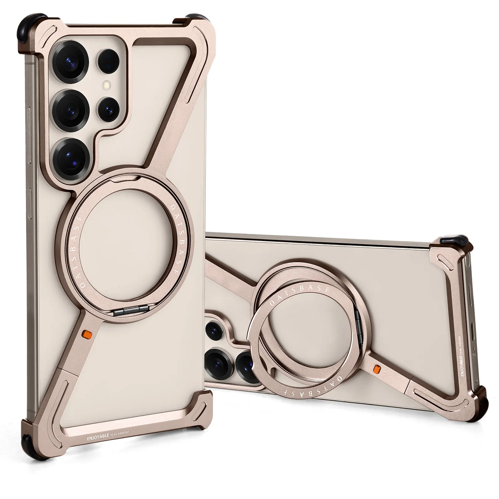 Oatsbasf Z-Shaped Magnetic Phone Case with Stand & 360° Rotate Magsafe Bumper